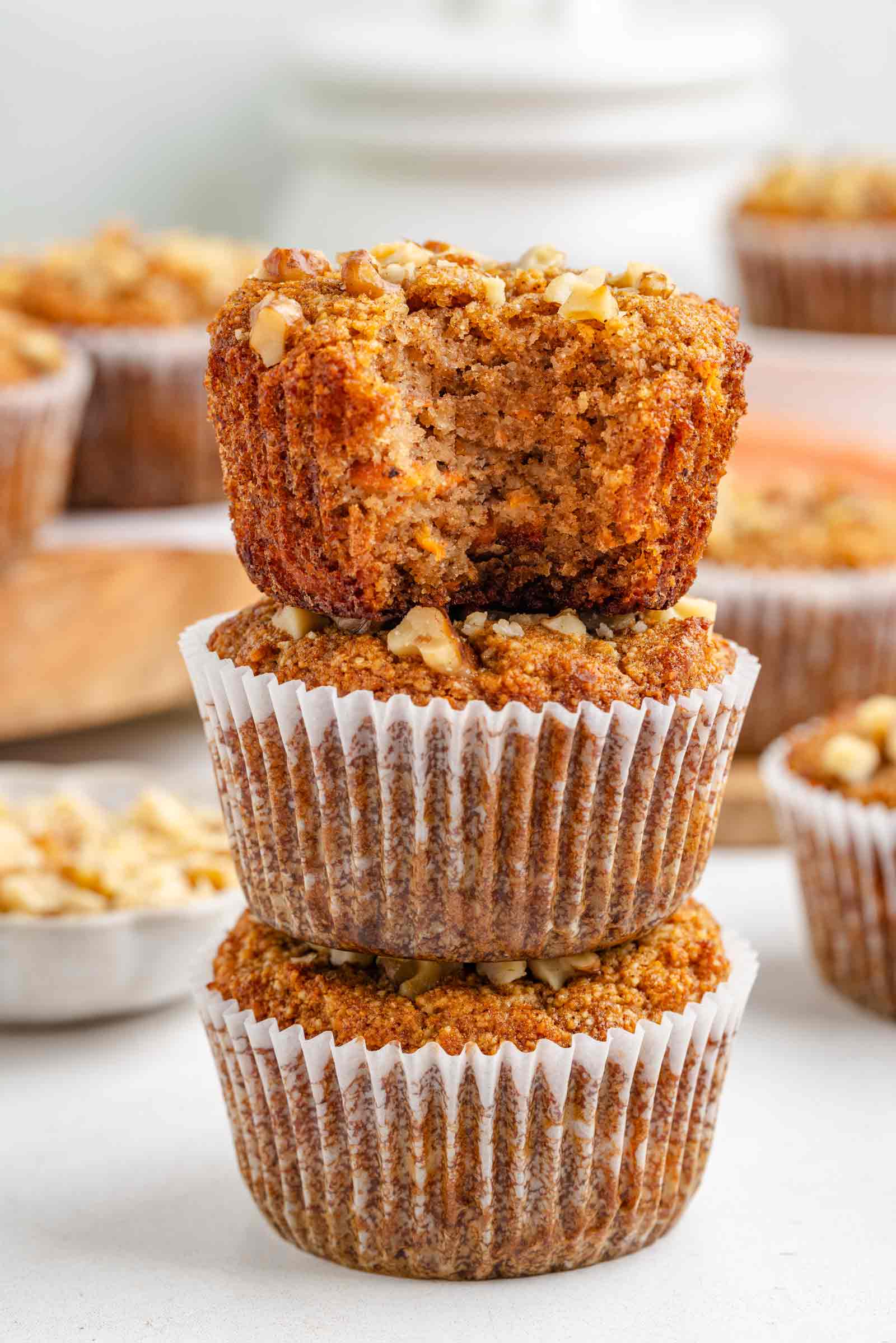 a stack of carrot muffins