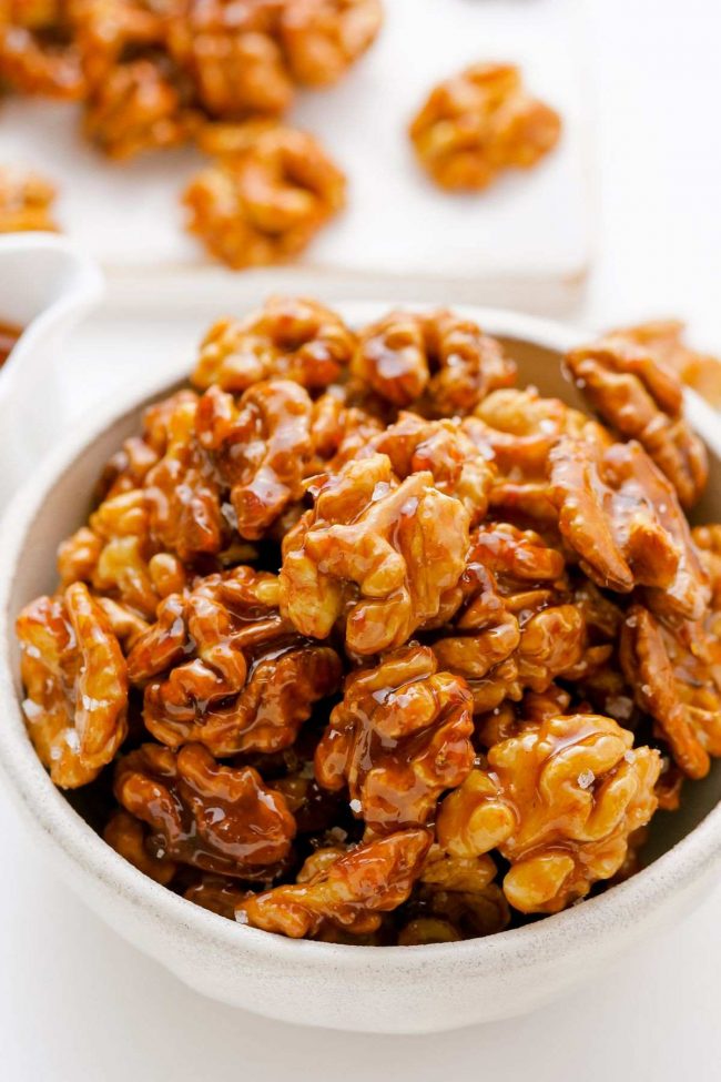 Honey Glazed Walnuts - easy to make with 4 ingredients!