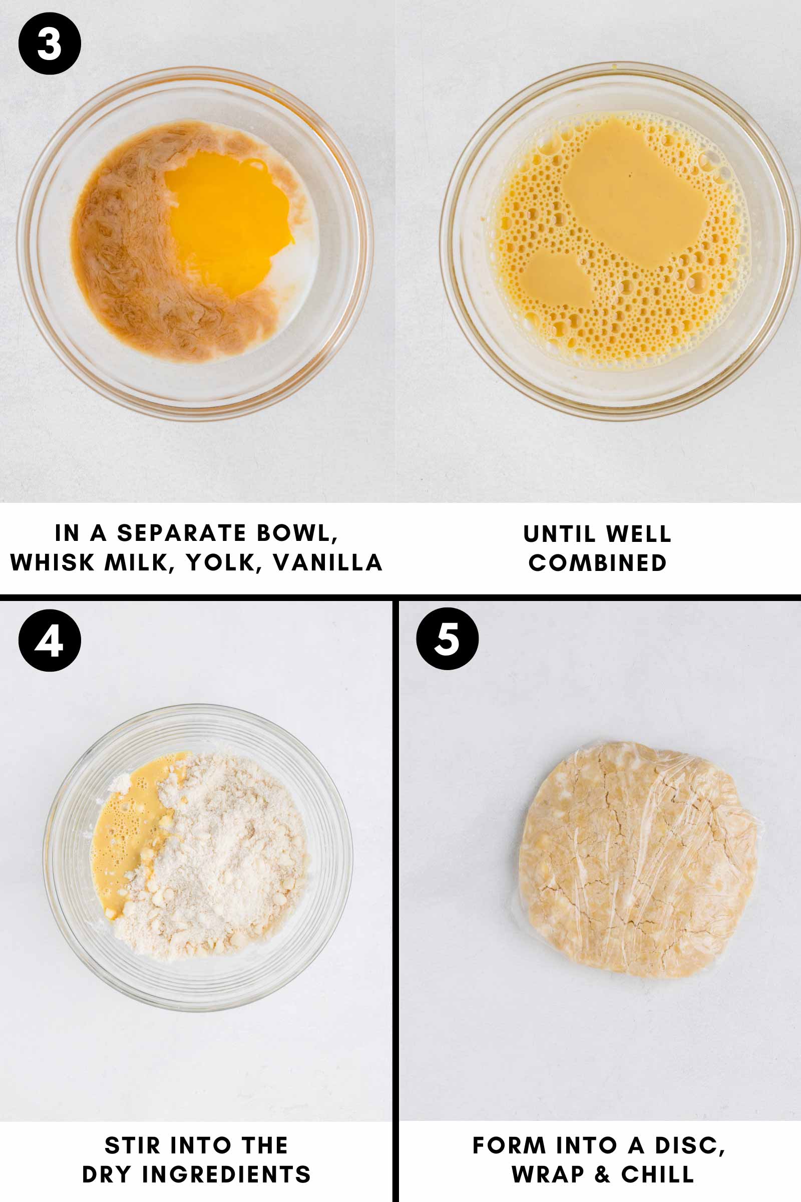 mixing together wet ingredients and then adding them to the dry to form tart dough