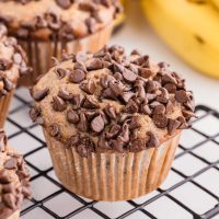 close-up of muffin on cooling rack