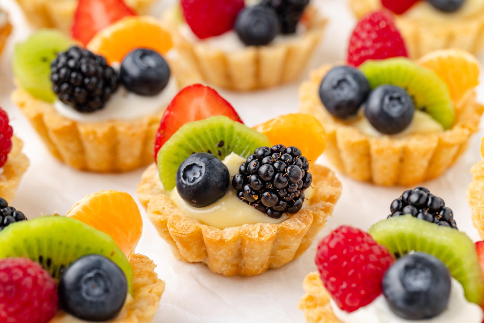 fruit tartlet with pastry cream and topped with fruit