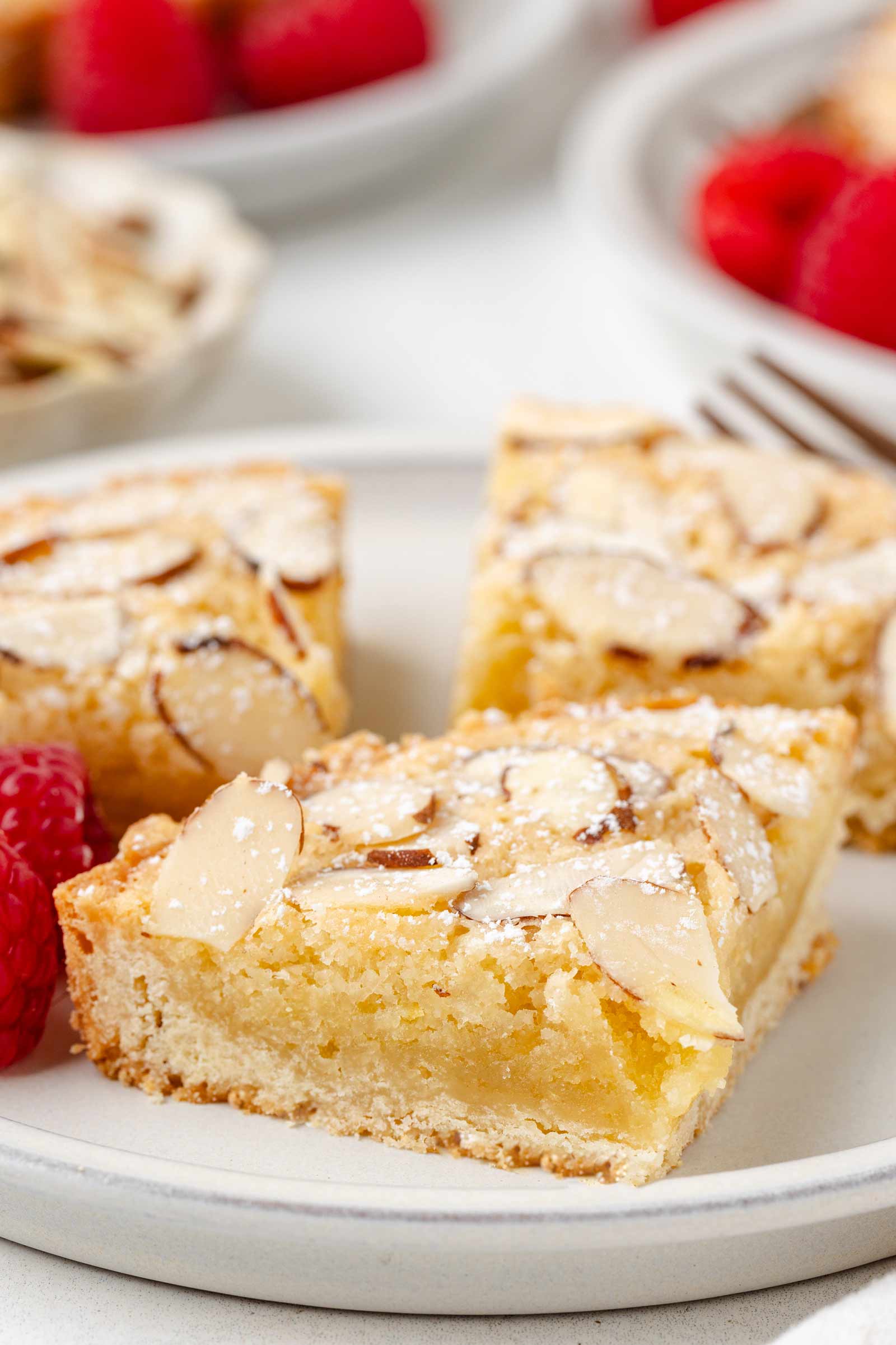 sliced into frangipane tartlet